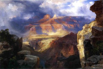 自然の奇跡の風景 トーマス・モラン山脈 Oil Paintings